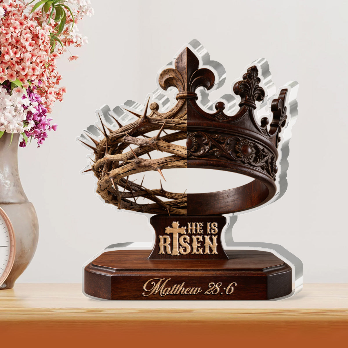 He Is Risen - Custom Shaped Acrylic Plaque - Christian Decor GAPJS10127