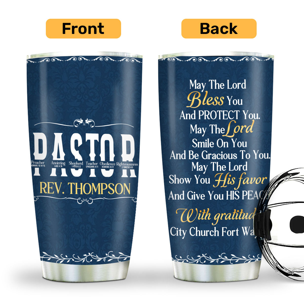 May The Lord Bless You - Personalized Tumbler for Pastor