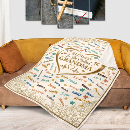 Blessed To Be Called Grandma - Personalized Fleece Blanket GBJS10009
