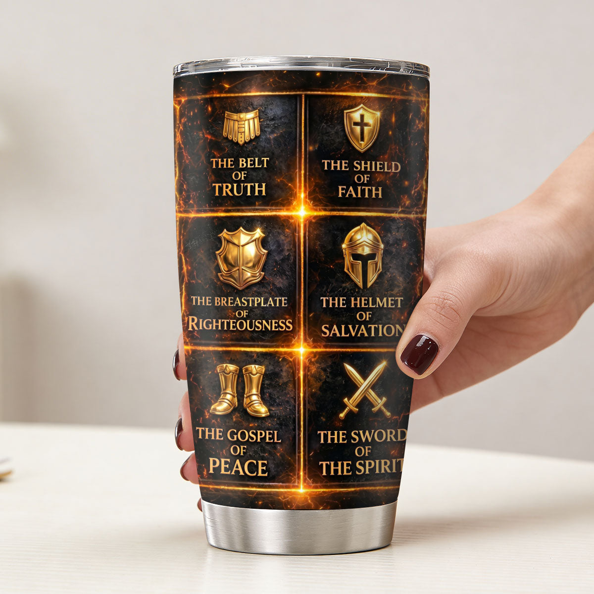 Warrior Of Christ - Stainless Steel Tumbler - Personalized Gift for Him