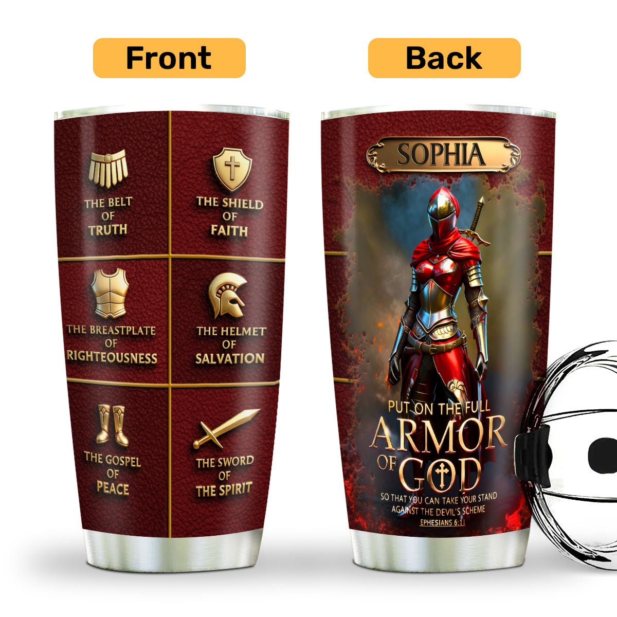 Armor Of God - Personalized Stainless Steel Tumbler Gift for Her
