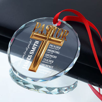 To My Pastor - Personalized Round Glass Ornament GOJS10078