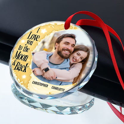 I Love You To The Moon And Back - Personalized Glass Ornament GOJS10275