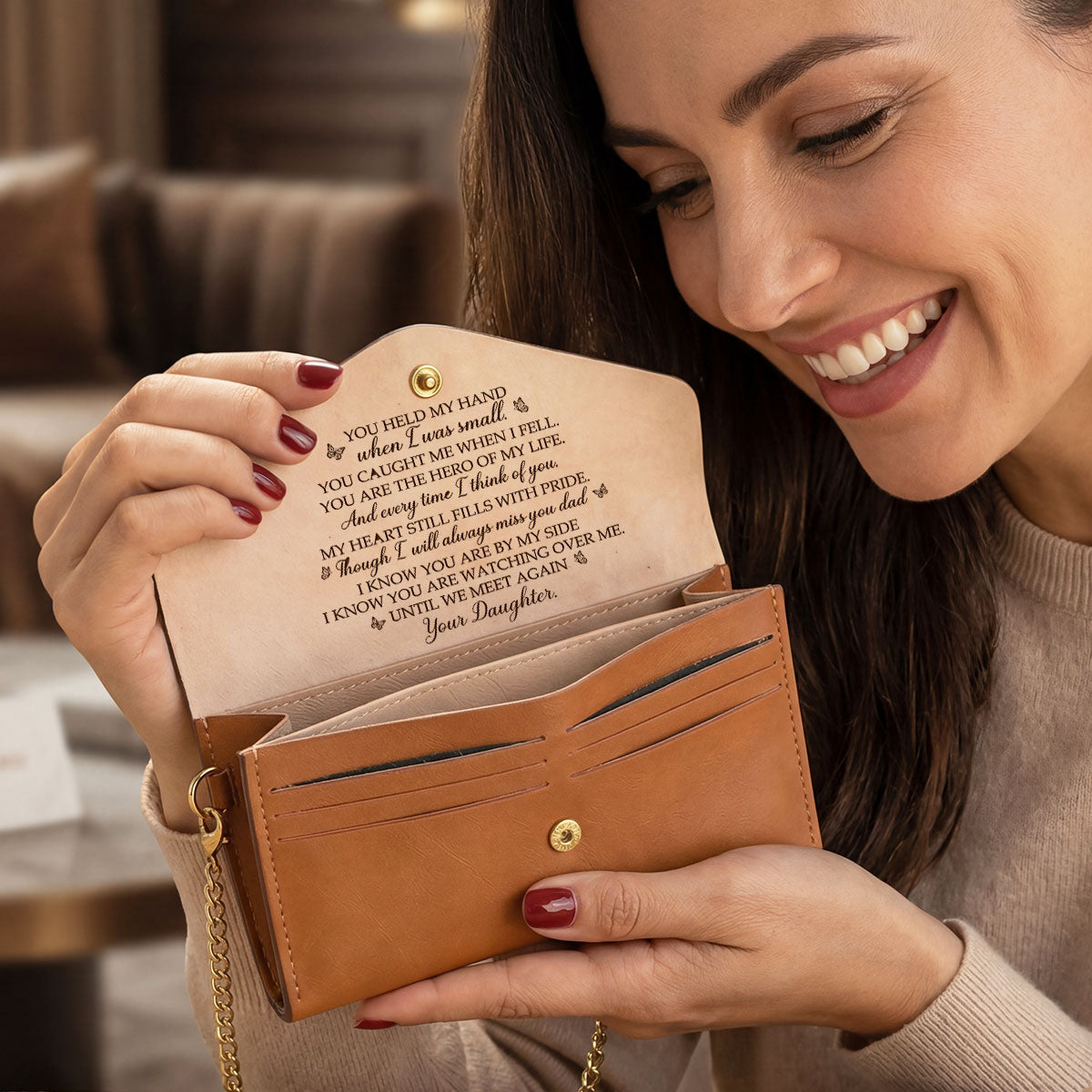 My Dad My Hero - Personalized Leather Envelope Wallet