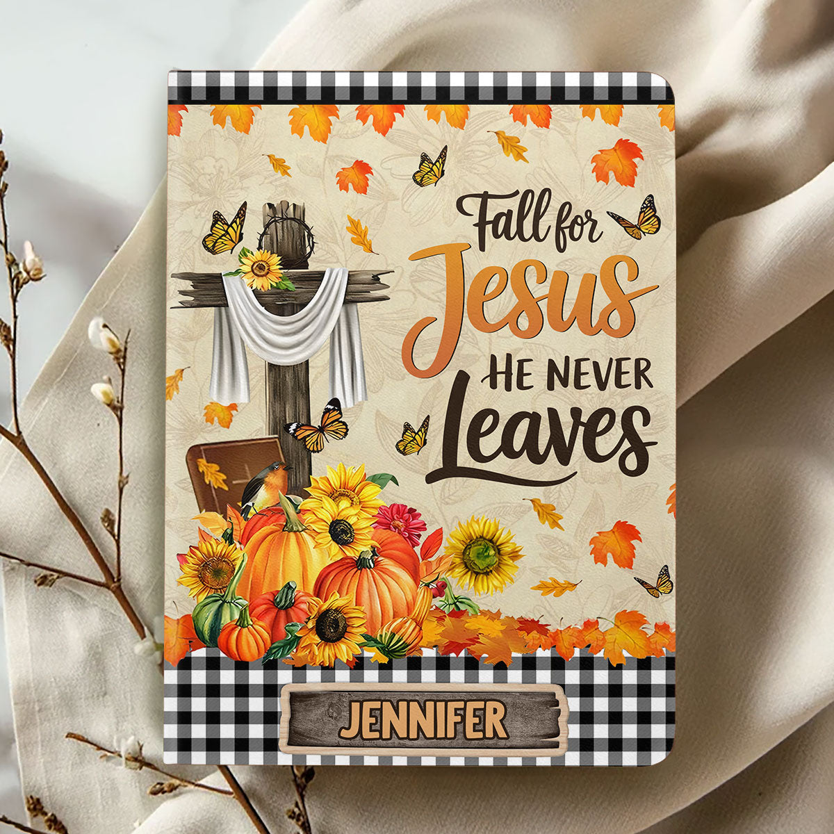 Fall For Jesus - Personalized Leather Cover Notebook GMJSNB200081