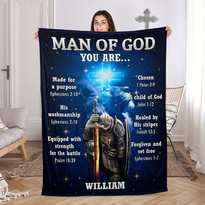 Man Of God - Gift for Dad - Personalized Fleece Blanket GBJS10021