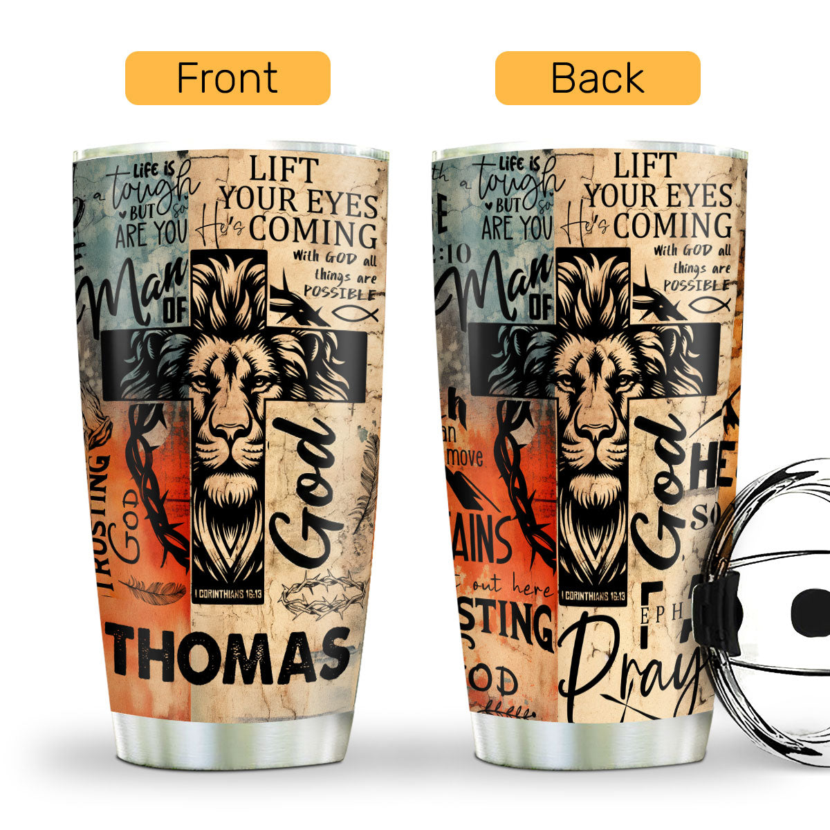 Man Of God Faith - Personalized Stainless Steel Tumbler
