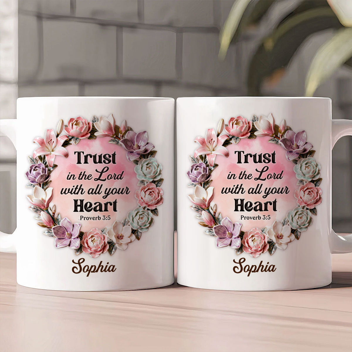 Trust In The Lord With All Your Heart - Personalized Ceramic Coffee Mug