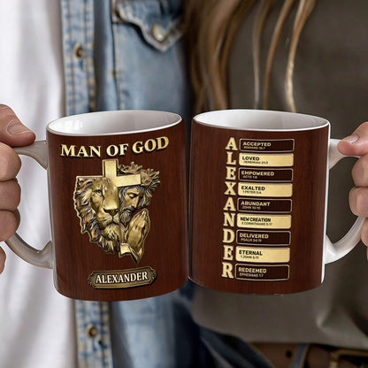 Man Of God - Personalized Ceramic Coffee Mug - Christian Faith Gift for Him