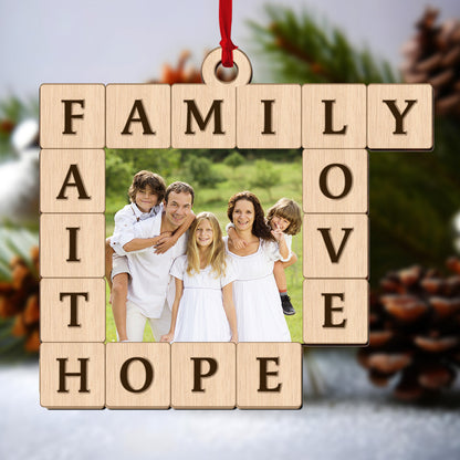 Family Faith Love Hope - Personalized Wooden Ornament GOJS10173