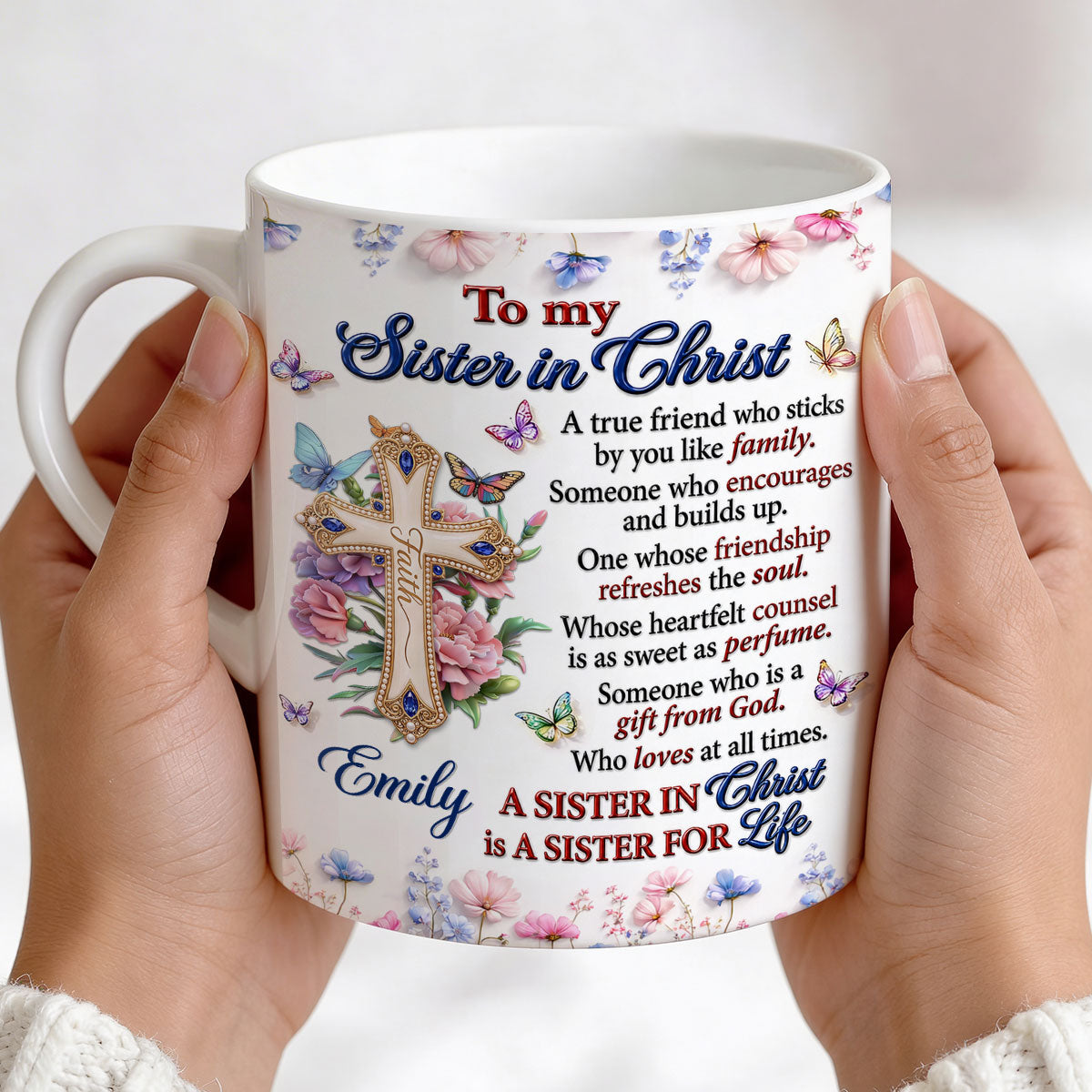 To My Sister In Christ - Personalized Ceramic Coffee Mug