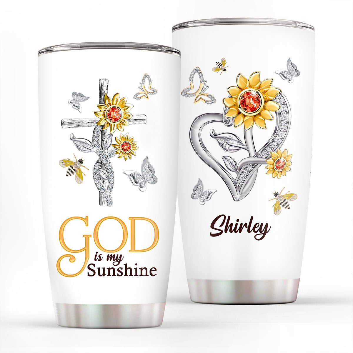 God Is My Sunshine - Personalized Stainless Steel Tumbler