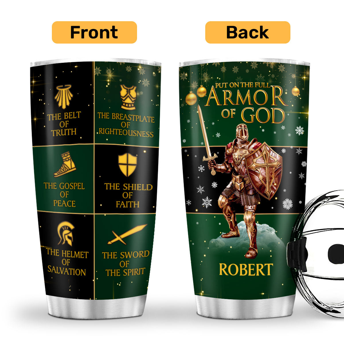 Faith-Inspired Gift for Men - Personalized Stainless Steel Tumbler