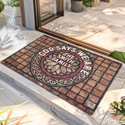 God Says We Are - Personalized Doormat - Christian Faith Home Decor