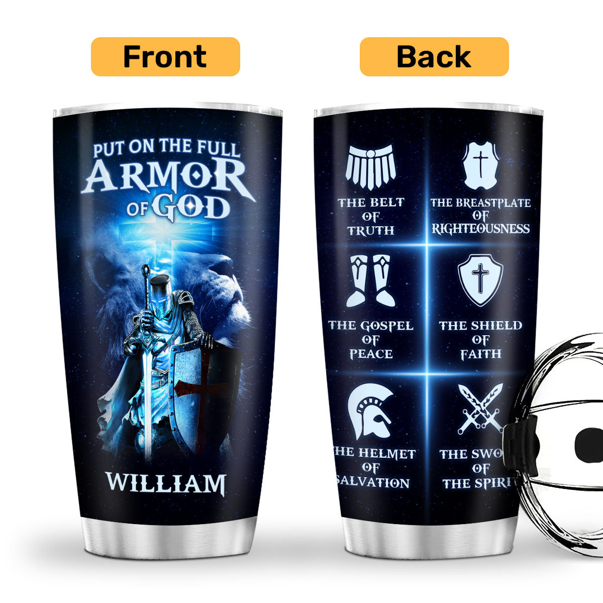Put On The Full Armor Of God - Personalized Stainless Steel Tumbler 20oz