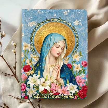 Our Lady Of Grace And Roses - Personalized Leather Cover Notebook GMJSNB200001