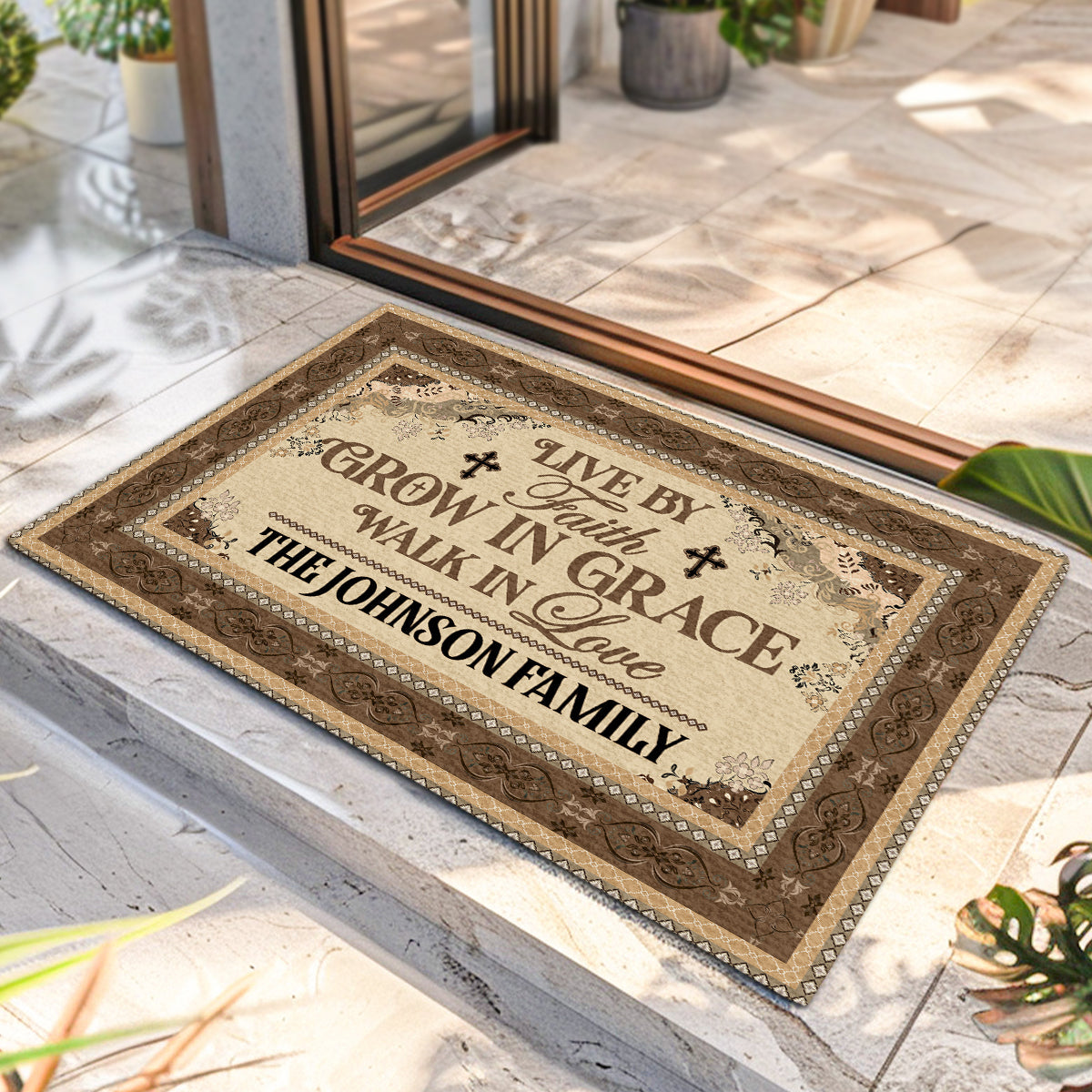 Live By Faith - Personalized Doormat - Christian Home Decor GDMJS10023