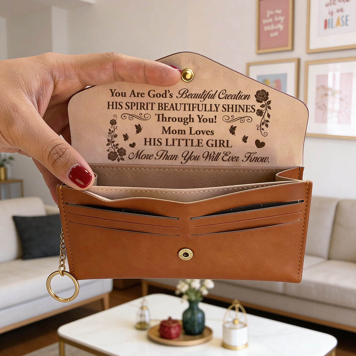 You Are God's Beautiful Creation - Personalized Leather Envelope Wallet