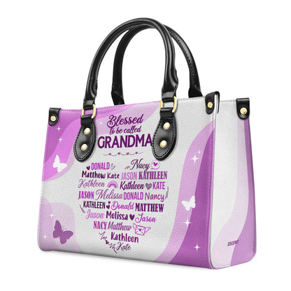 Blessed To Be Called Grandma - Personalized Leather Handbag GMJSLB200094