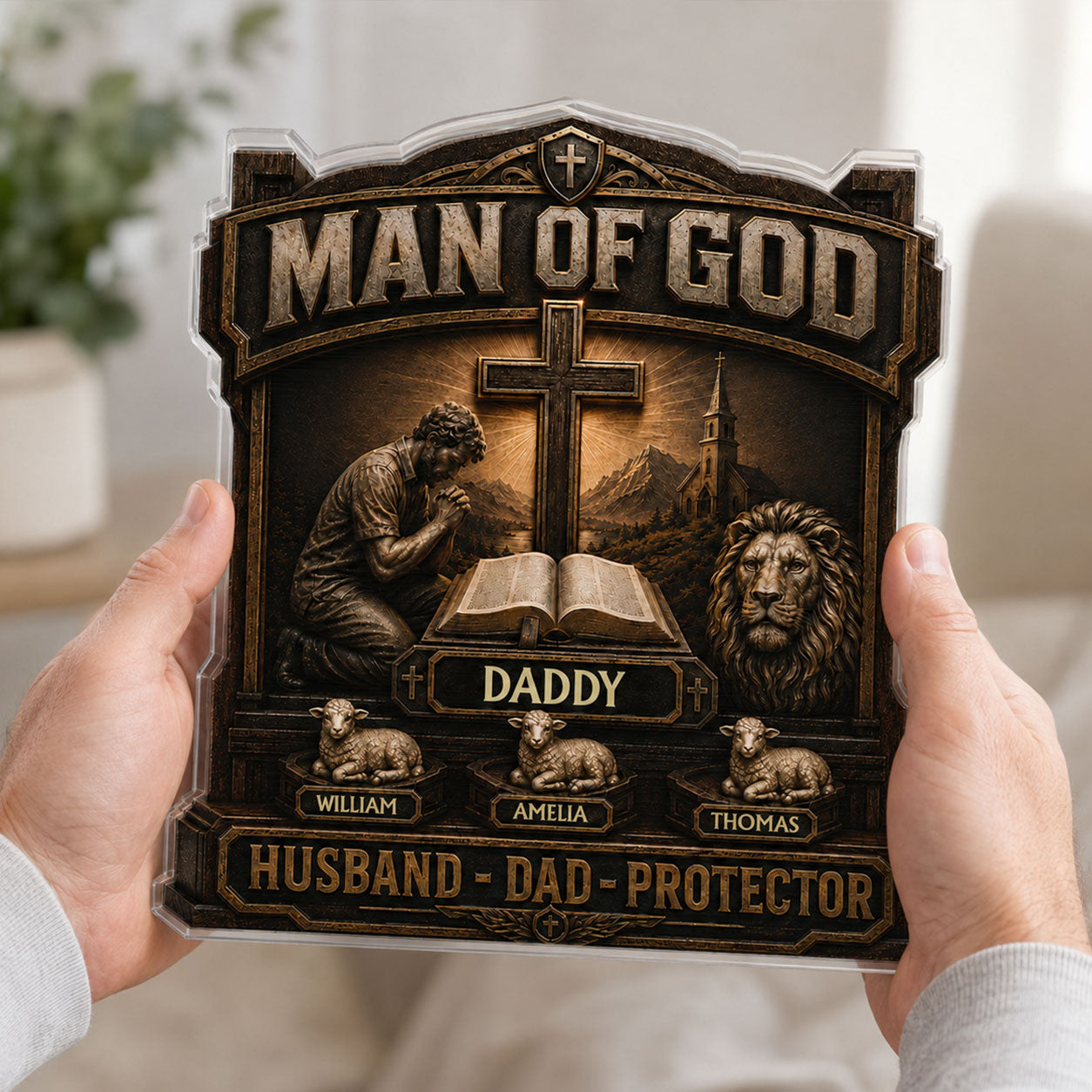 Man Of God - Personalized Acrylic Plaque - Christian Faith Home Decor GAPJS10041