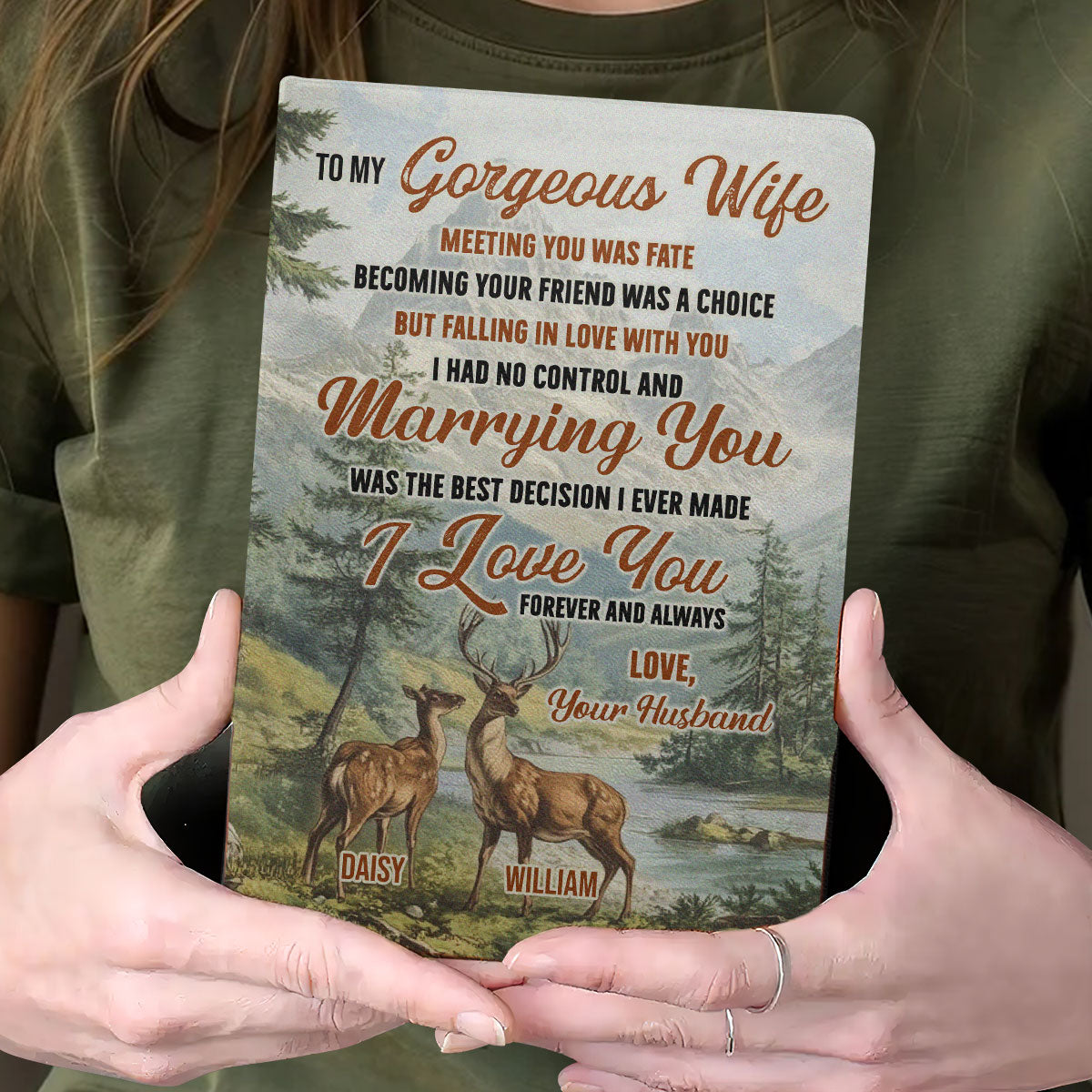 To My Gorgeous Wife - Personalized Leather Cover Notebook GMJSNB200123