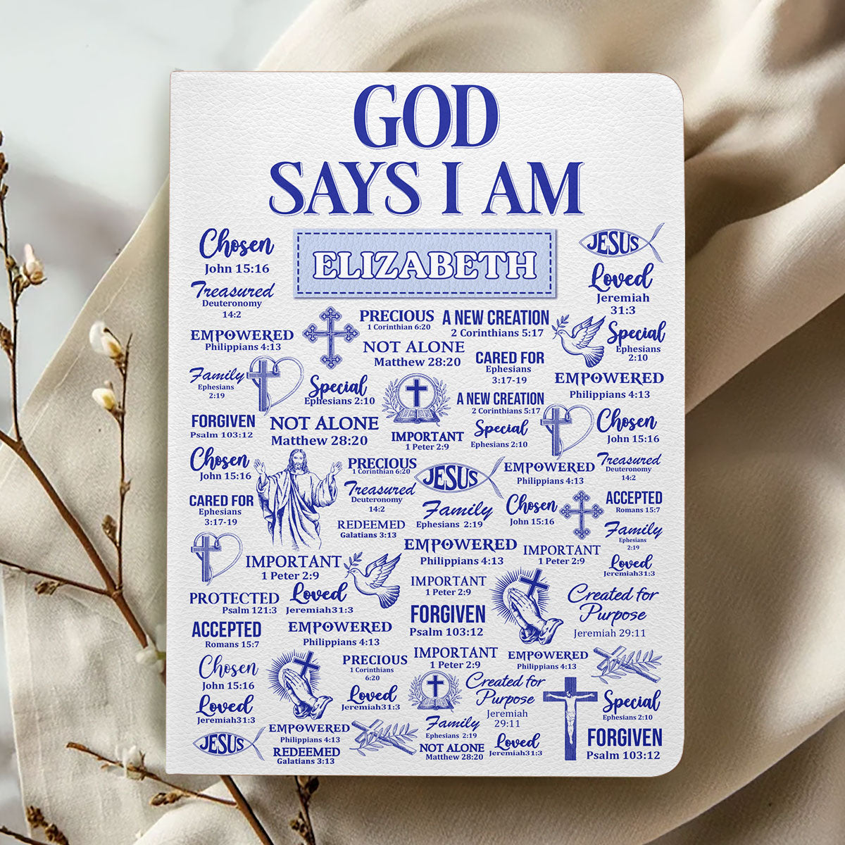 God Says I Am - Personalized Leather Cover Notebook GMJSNB200079
