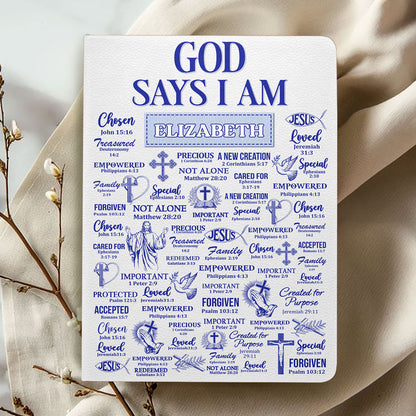 God Says I Am - Personalized Leather Cover Notebook GMJSNB200079