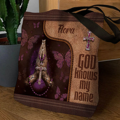 God Knows My Name - Personalized Tote Bag - Christian Gift for Women GTTJS10348
