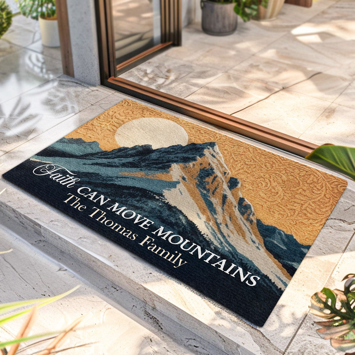 Faith Can Move Mountains - Personalized Doormat GDMJS10020
