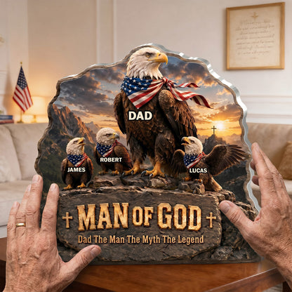 Man Of God Dad - Personalized Acrylic Plaque GAPJS10050
