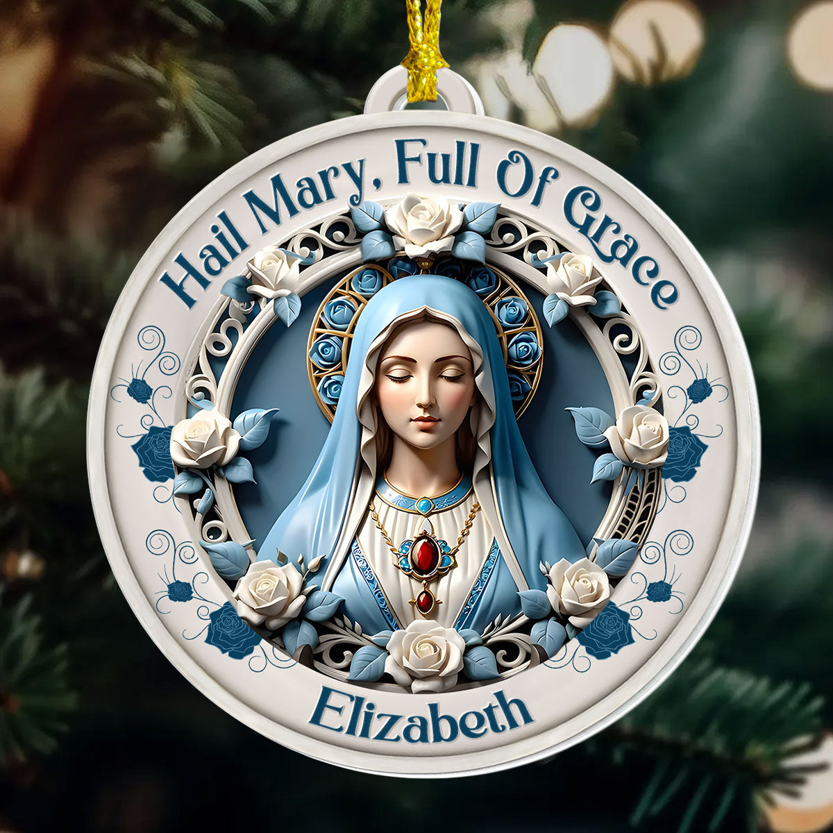 Hail Mary Full Of Grace - Personalized Acrylic Ornament GOJS10121