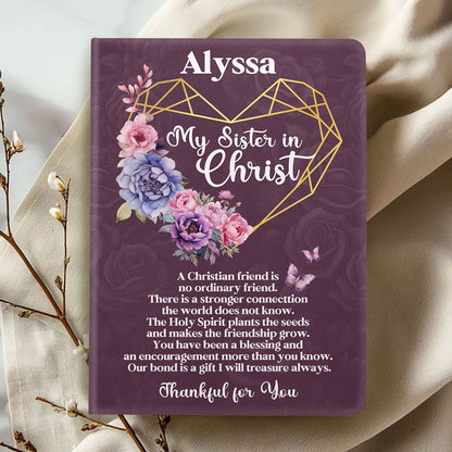 Thankful for My Sister in Christ - Personalized Leather Notebook GMJSNB200084