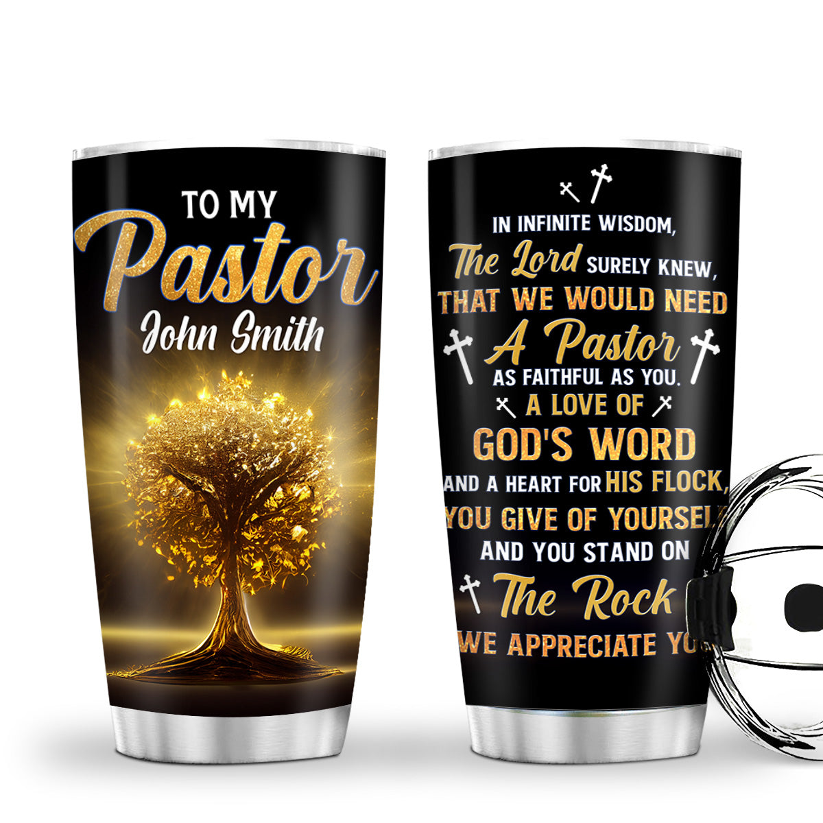 Faith-Inspired Pastor Gift - Personalized Stainless Steel Tumbler