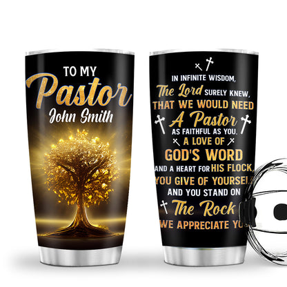 Faith-Inspired Pastor Gift - Personalized Stainless Steel Tumbler