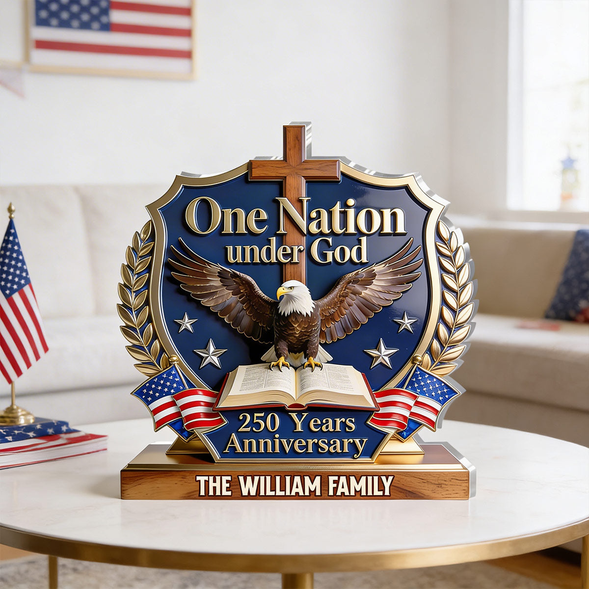 One Nation Under God - Personalized Acrylic Plaque - Faith Decor GAPJS10091
