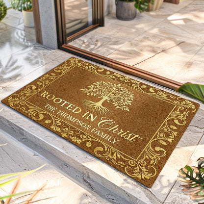 Rooted In Christ - Personalized Doormat for Family
