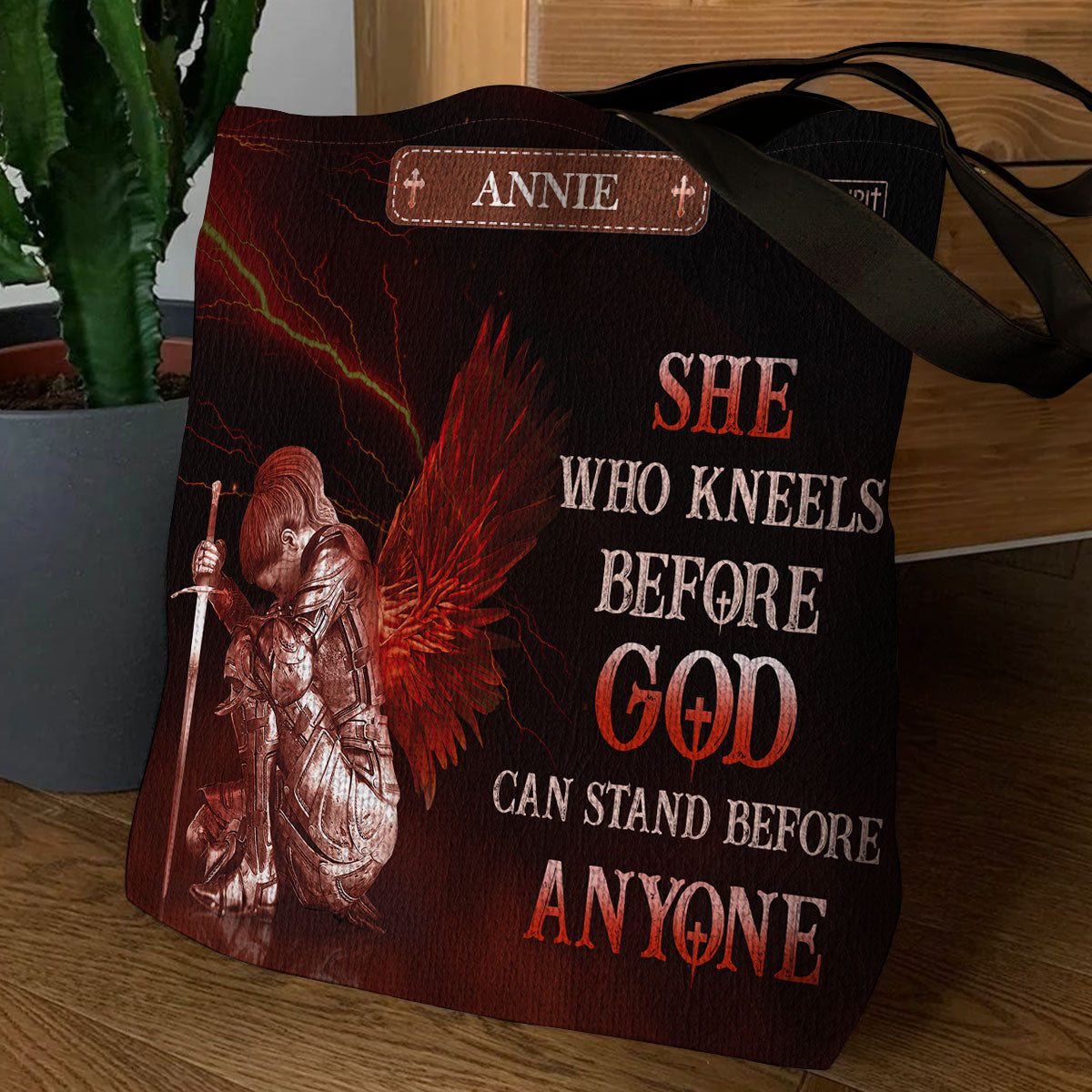 Who Kneels Before God - Personalized Christian Tote Bag GTTJS10199