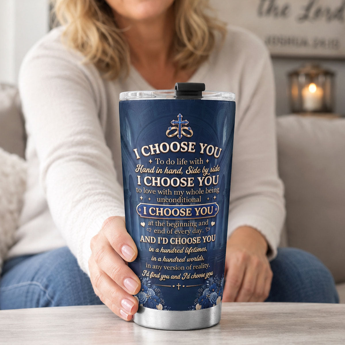 I Choose You - Personalized Stainless Steel Tumbler for Wife