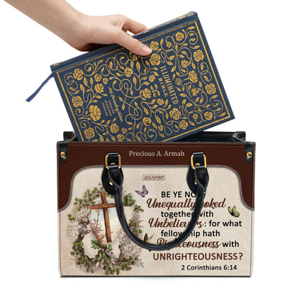 Be Ye Not Unequally Yoked - Personalized Leather Handbag GMJSLB200094