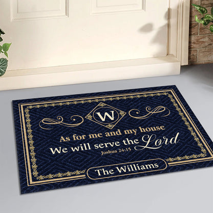 Gift For Family - As For Me And My House We Will Serve The Lord - Personalized Doormat Custom Name Christian Home Decor