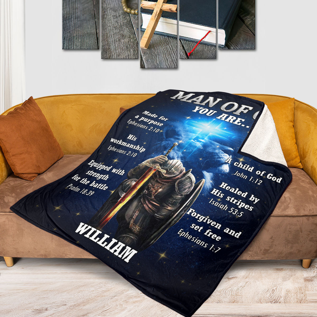Man Of God - Gift for Dad - Personalized Fleece Blanket GBJS10021