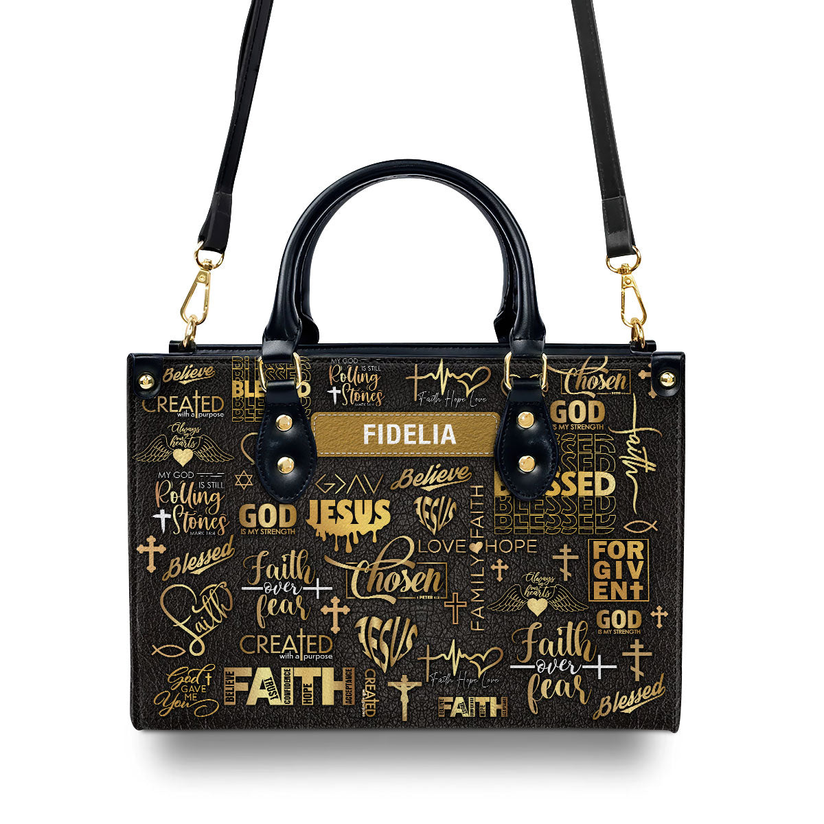 Faith Pray Jesus - Personalized Leather Handbag GMJSLB200086