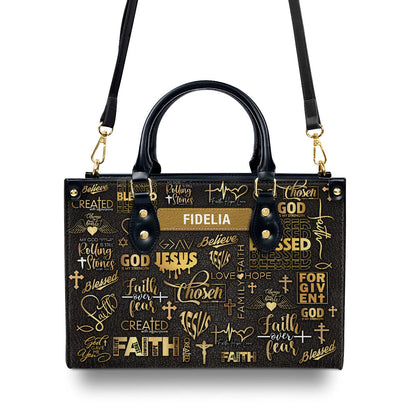 Faith Pray Jesus - Personalized Leather Handbag GMJSLB200086