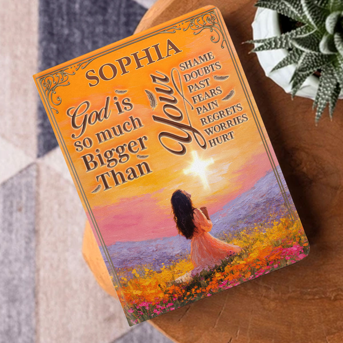 God Is So Much Bigger Than - Personalized Leather Notebook GMJSNB200025