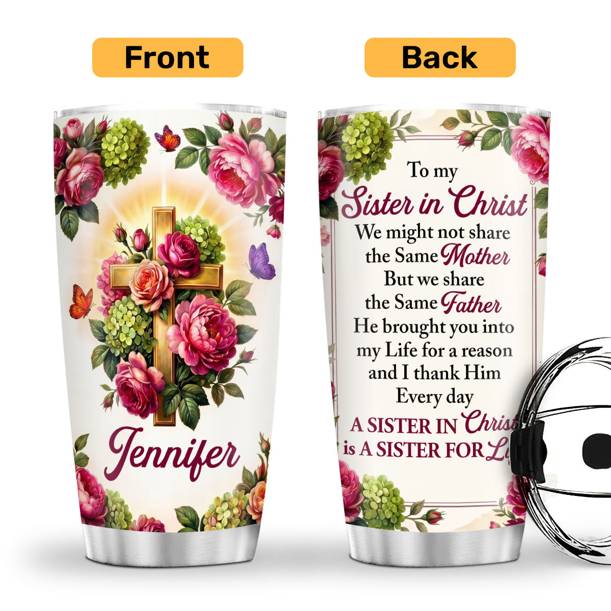 Sister in Christ - Personalized Stainless Steel Tumbler