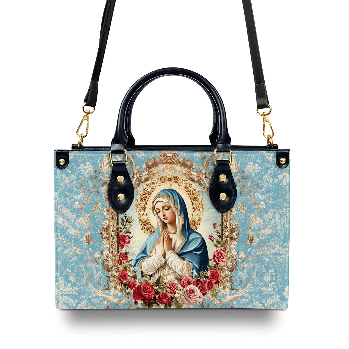 Our Lady of Grace - Leather Handbag - Christian Floral Design GMJSLB200096