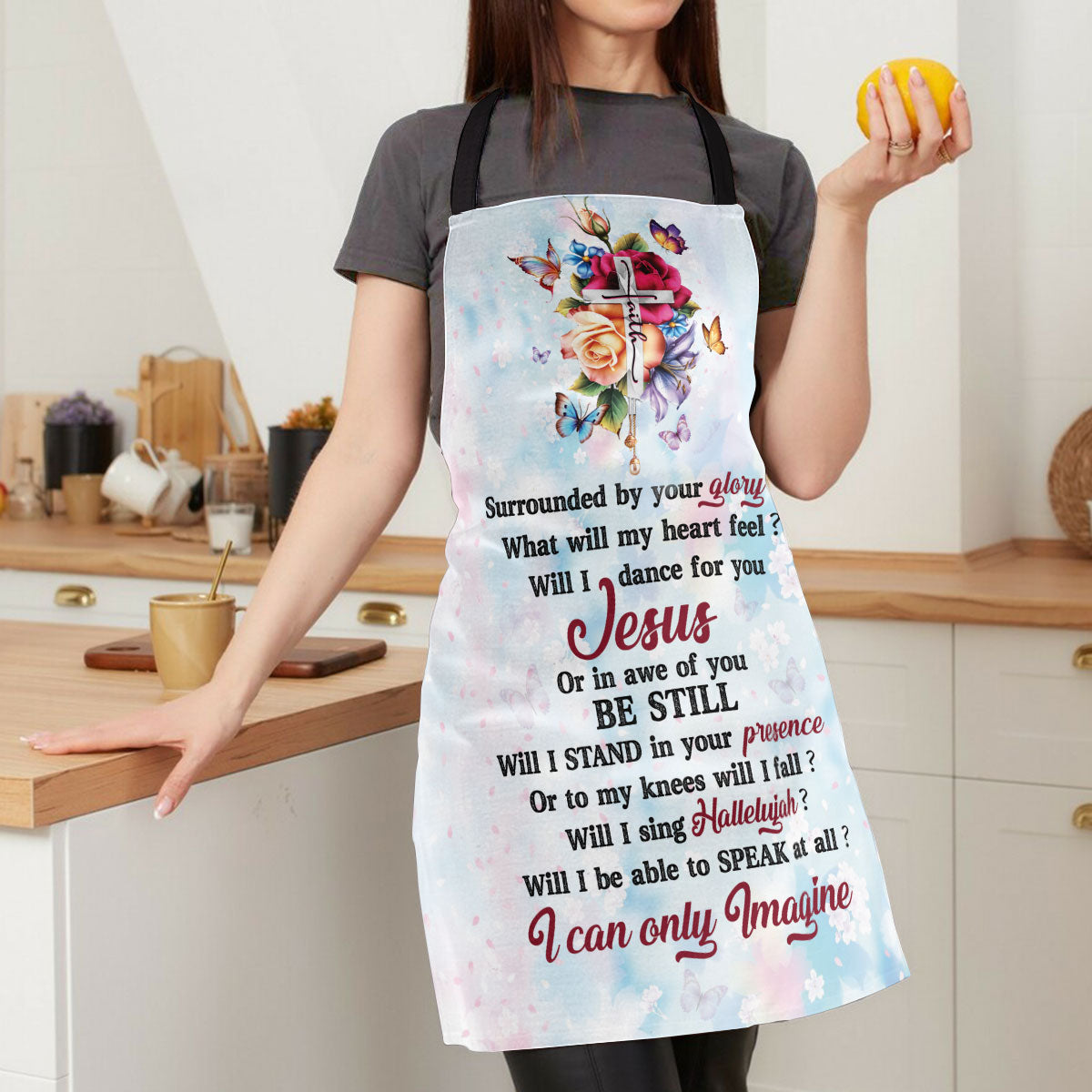 Inspirational Faith - Floral Apron with Neck Strap
