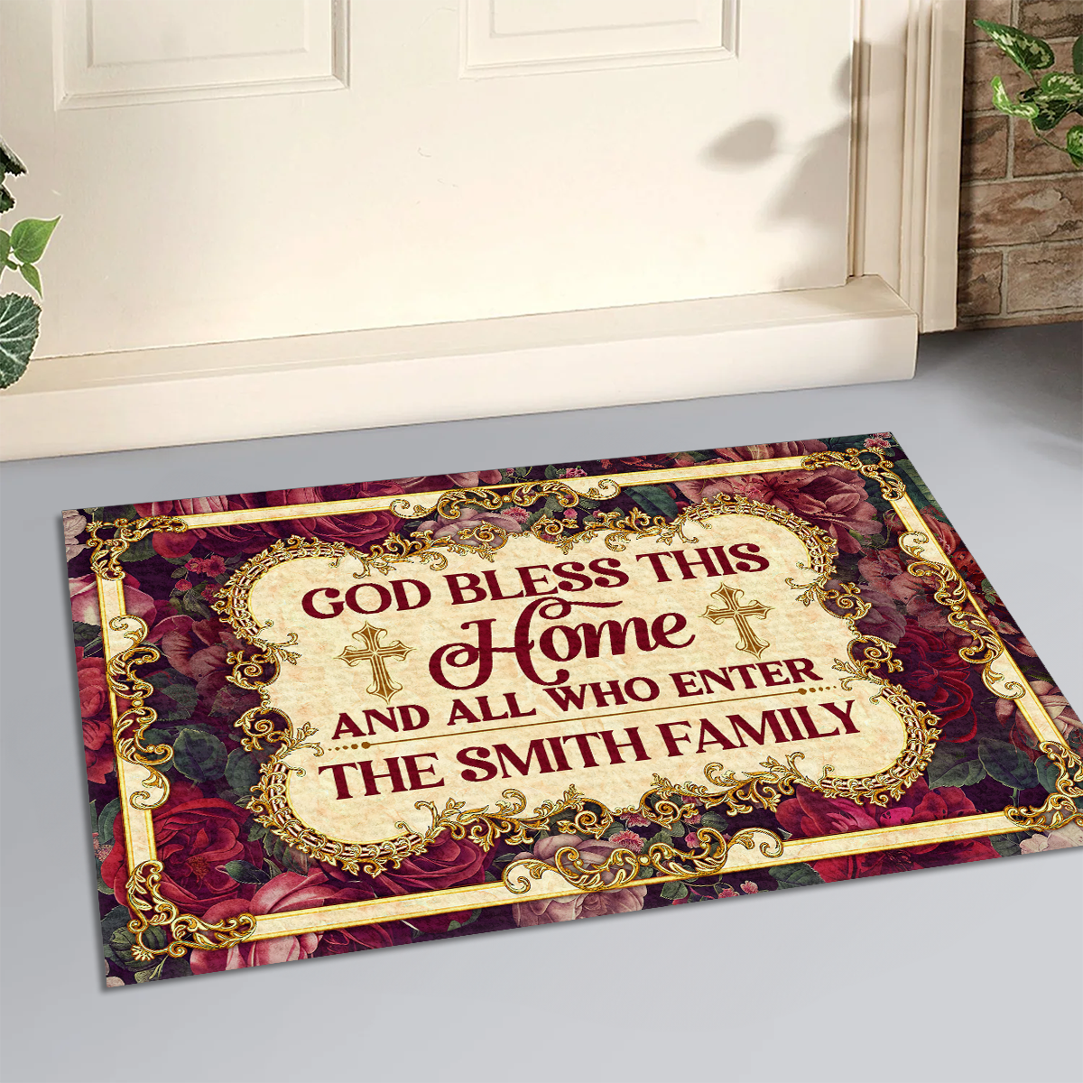 God Bless This Home - Personalized Doormat GDMJS10048