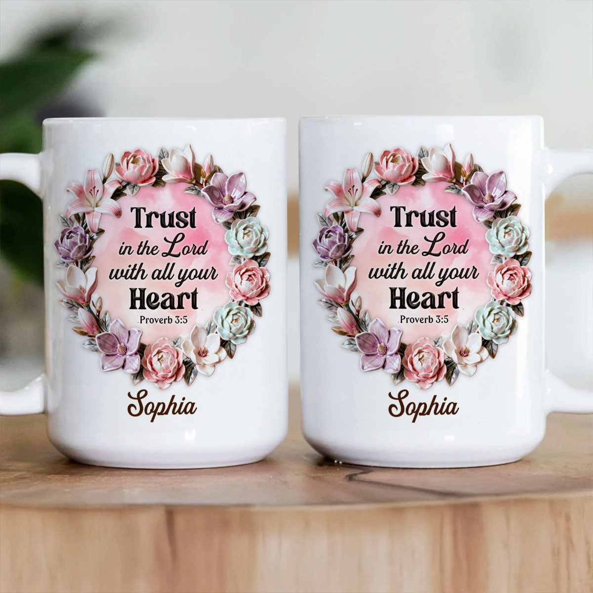 Trust In The Lord With All Your Heart - Personalized Ceramic Coffee Mug