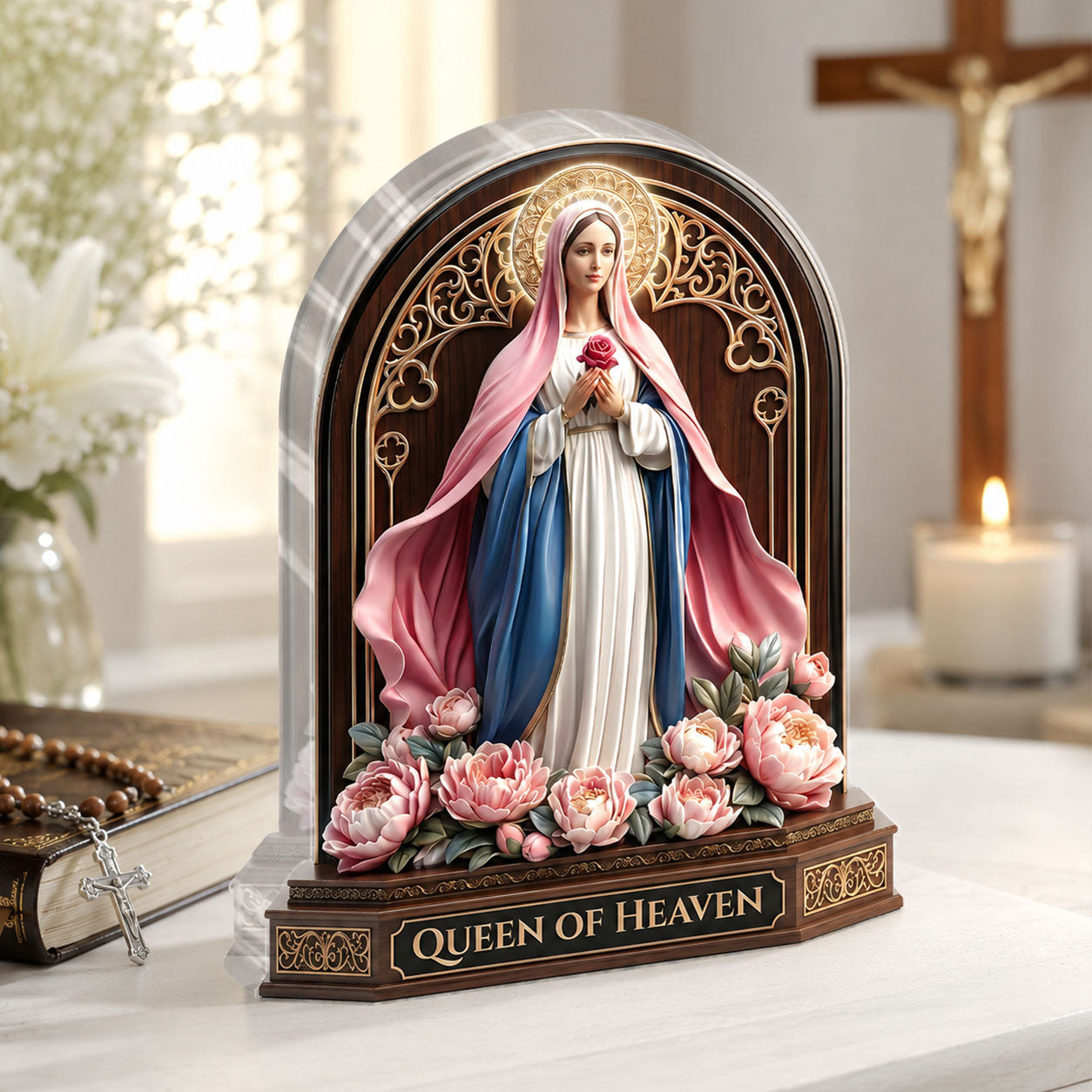 Queen Of Heaven - Personalized Acrylic Plaque - Gift for Mom GAPJS10034